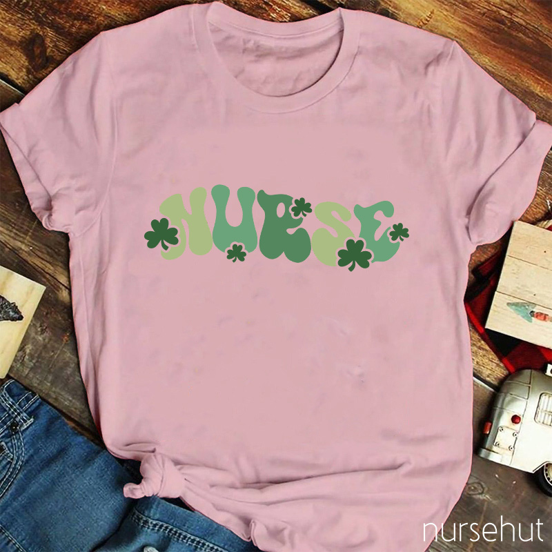 Green Nurse Clovers Nurse T-Shirt