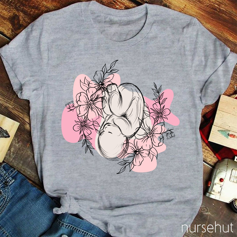 We Saw A Baby Grow In Flowers Nurse T-Shirt