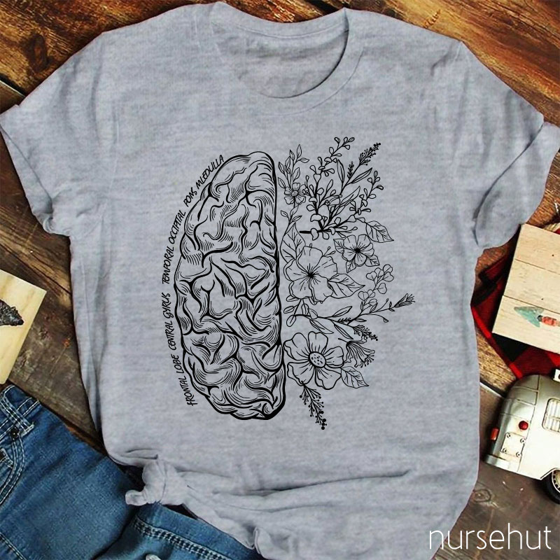 Half Brain And Flower Nurse T-Shirt