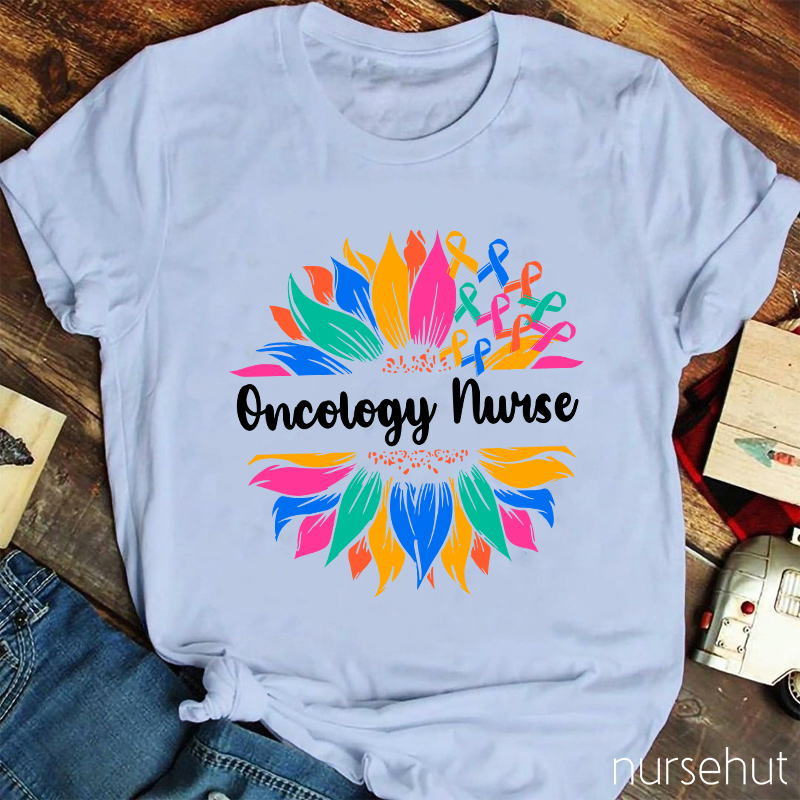 Personalized Colored Sunflower Nurse T-Shirt