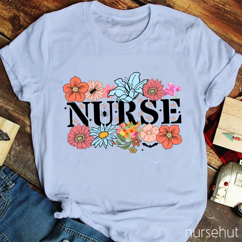 Nurse Surrounding By Flower Nurse T-Shirt