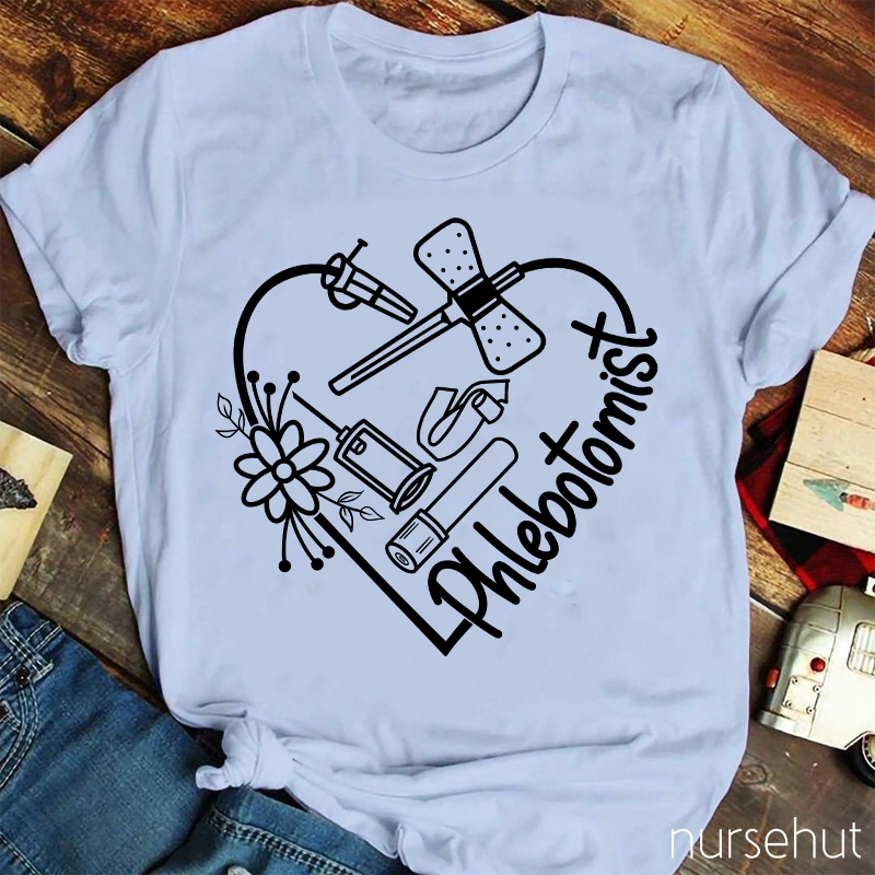 Phlebotomist Flower Nurse T-Shirt