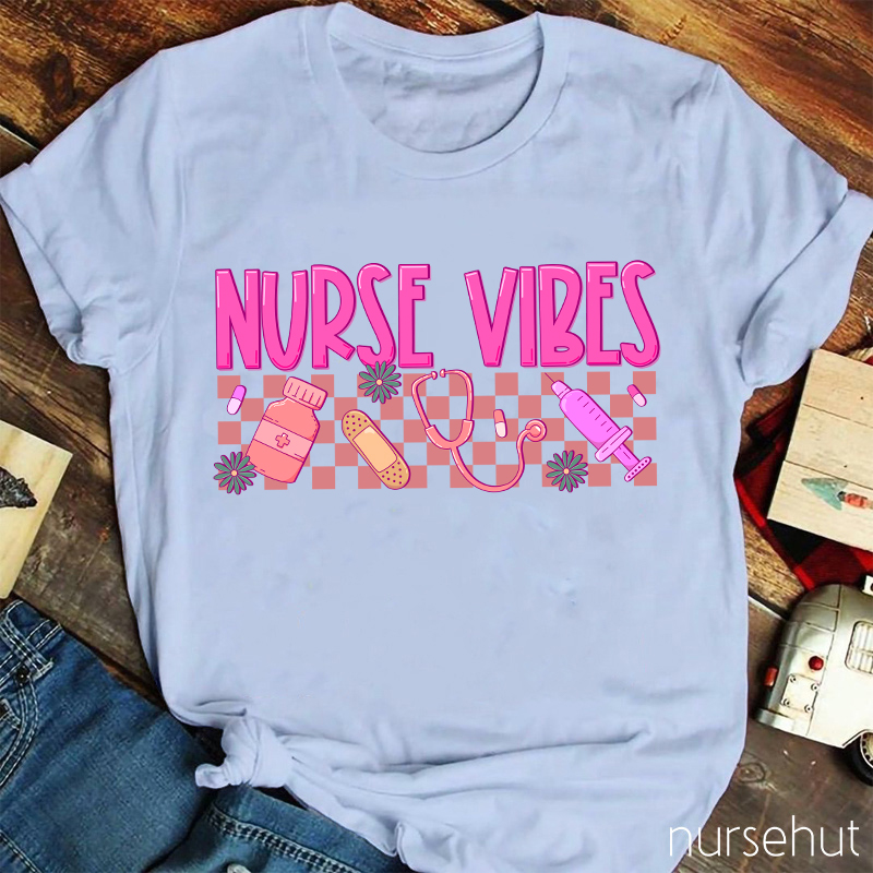Nurse Life Pink Checkerboard Nurse T-Shirt