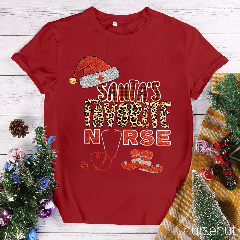 Shining Santa's Favorite Nurse T-shirt