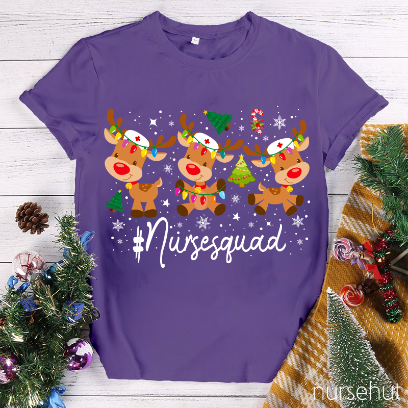Christmas Elk Nurse Squad Nurse T-Shirt