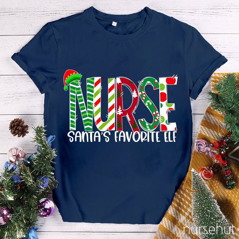 Nurse Santa's Favorite Elf T-Shirt