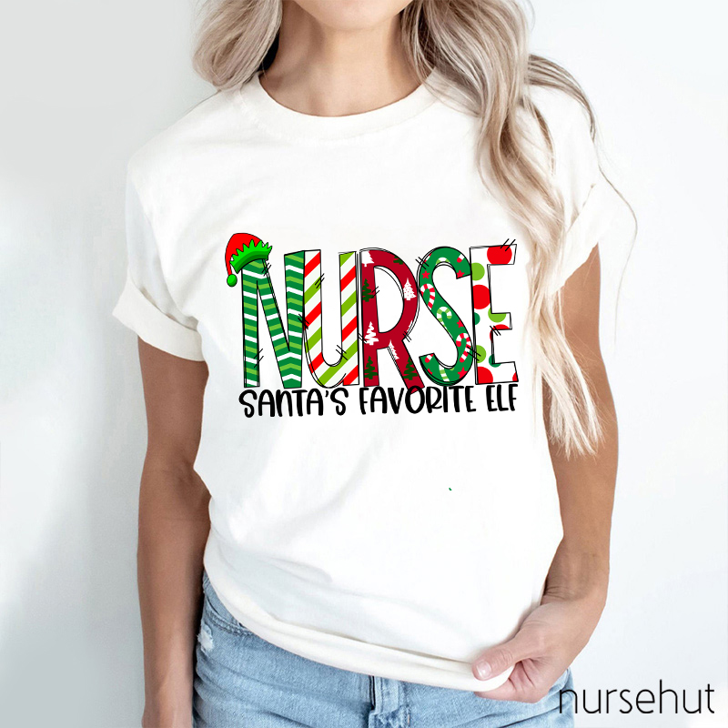 Nurse Santa's Favorite Elf T-Shirt