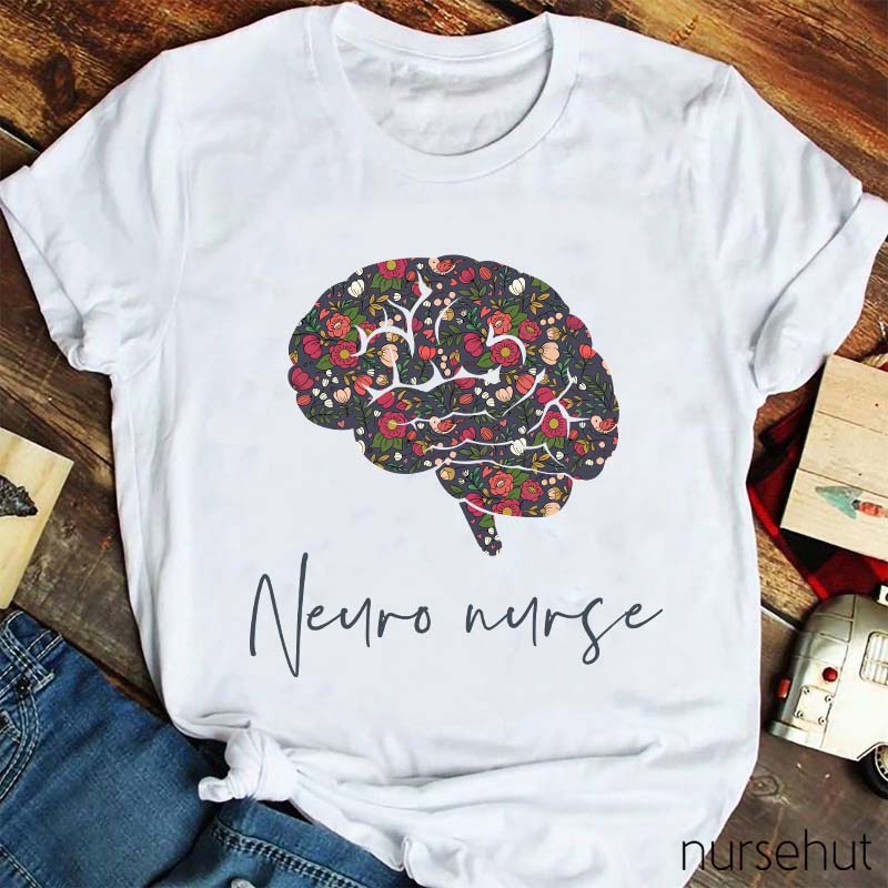 Flower Brain Neuro Nurse T-Shirt