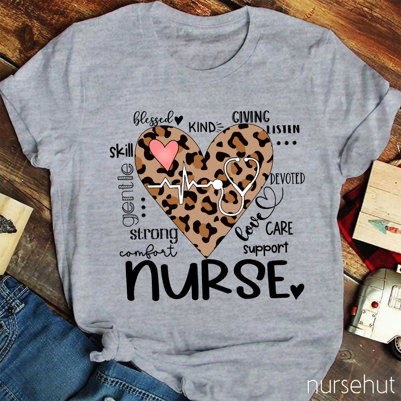 Leopard Excellent Quality Nurse T-Shirt