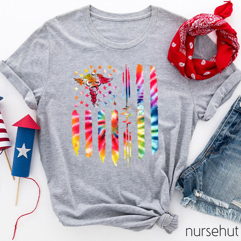 Tie-dye Flag Nurse T-Shirt