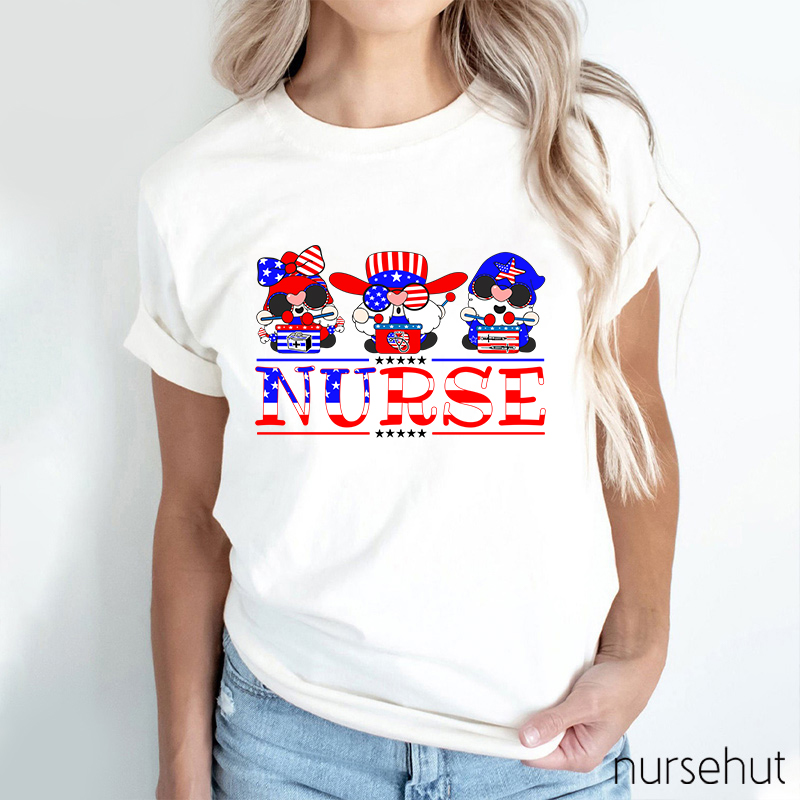 Independent Flag Cartoon Nurse T-Shirt