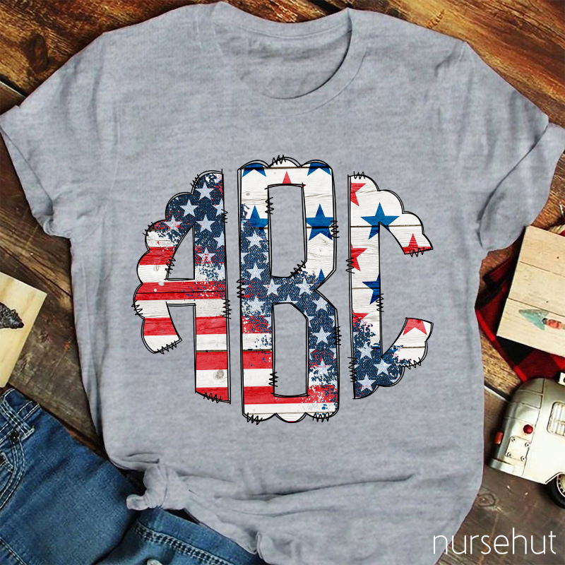 Personalized Independence Day ABC Letters Nurse T-Shirt