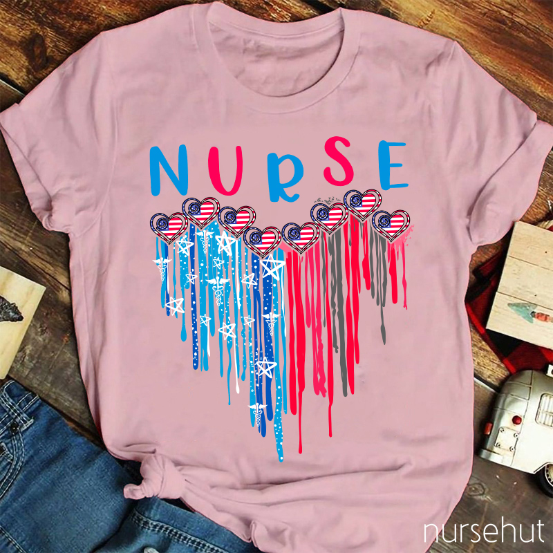 Independence Day Heart Flag Nurse T-Shirt