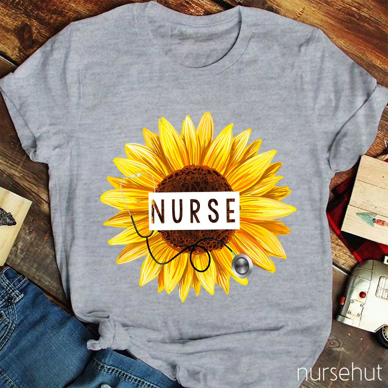 Sunflower And Stethoscope Nurse T-Shirt
