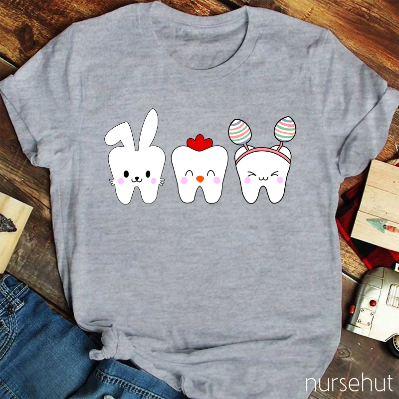 Tooth Bunny Chick Easter Nurse T-Shirt