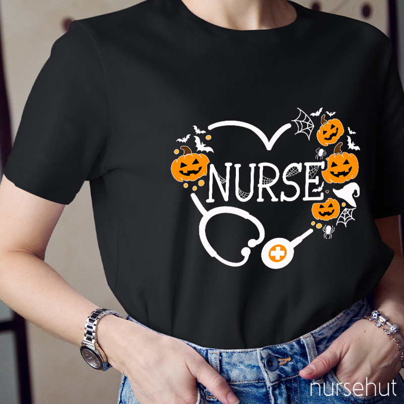 Pumpkin Stethoscope Nurse T-Shirt