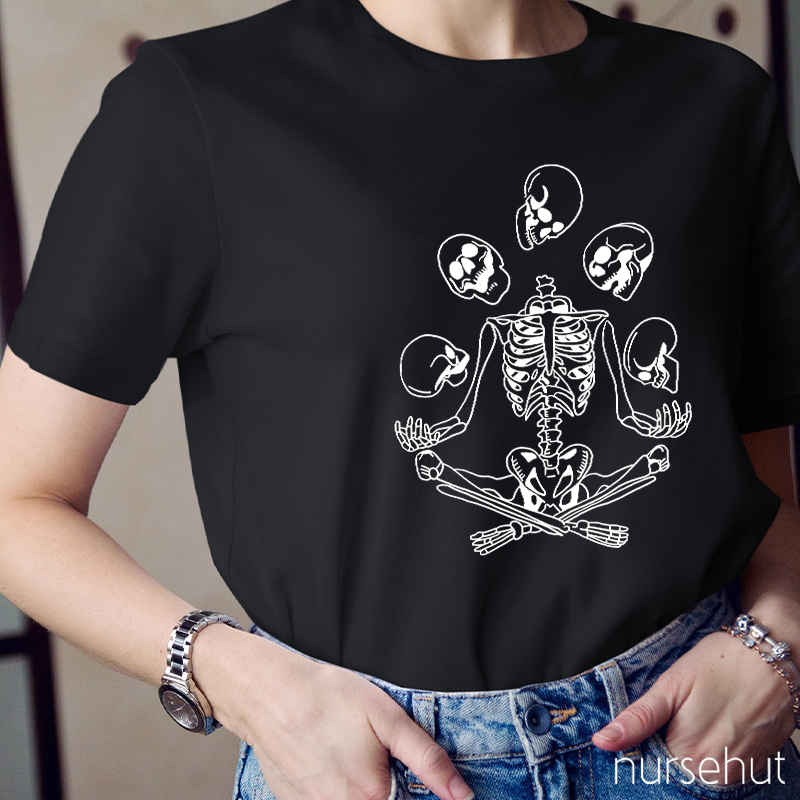 Halloween Sitting Skull Nurse T-Shirt