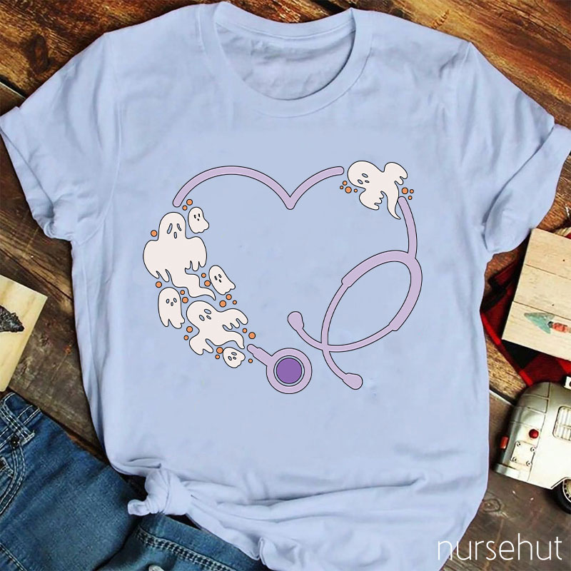 Ghost Stethoscope Heart Nurse T-Shirt