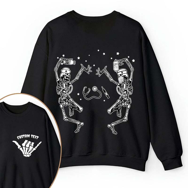 Personalized Dancing Skeleton Nurse Two Sided Sweatshirt