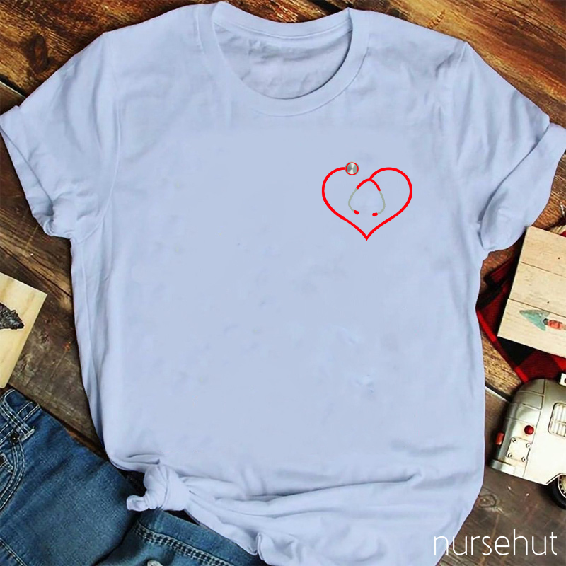 Heart-Shaped Stethoscope Nurse T-Shirt