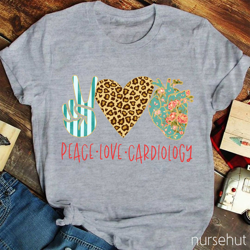Peace Love Cardiology Nurse T-Shirt