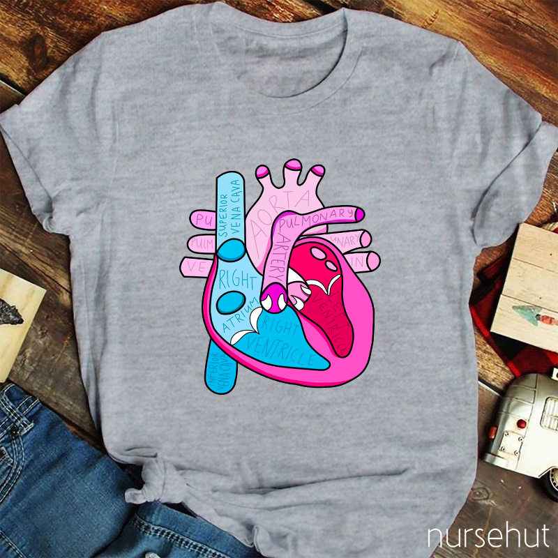 Cardiology Anatomy Of Heart Nurse T-Shirt