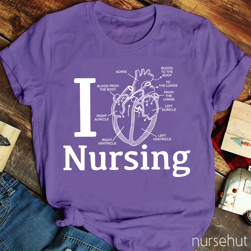 I Love Nursing Anatomical Heart Nurse T-Shirt