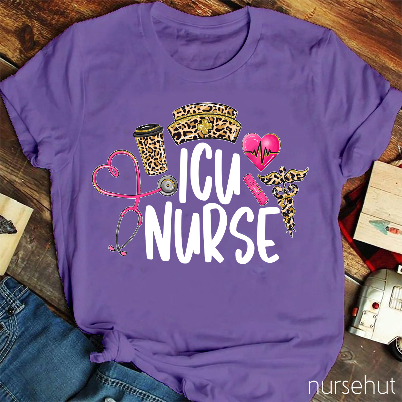 Leopard ICU Nurse T-shirt