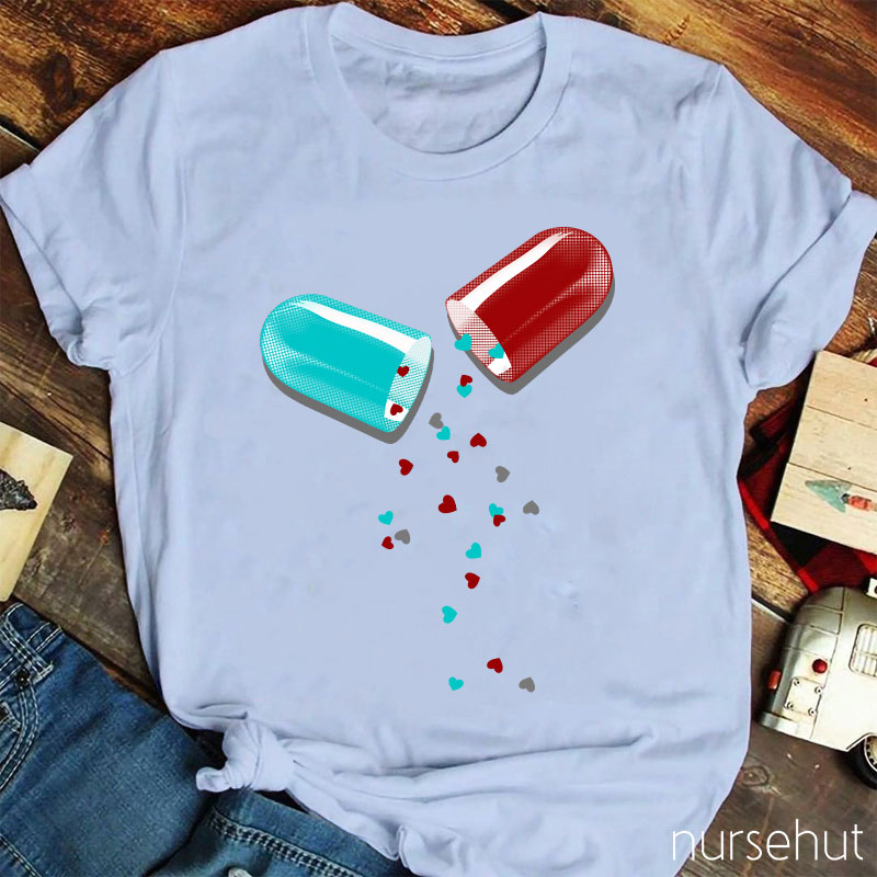 Capsule Pouring Down Love Nurse T-Shirt