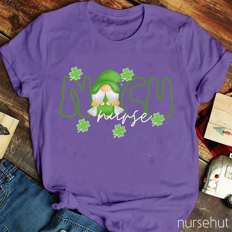 NICU Clover Gnome Nurse T-Shirt