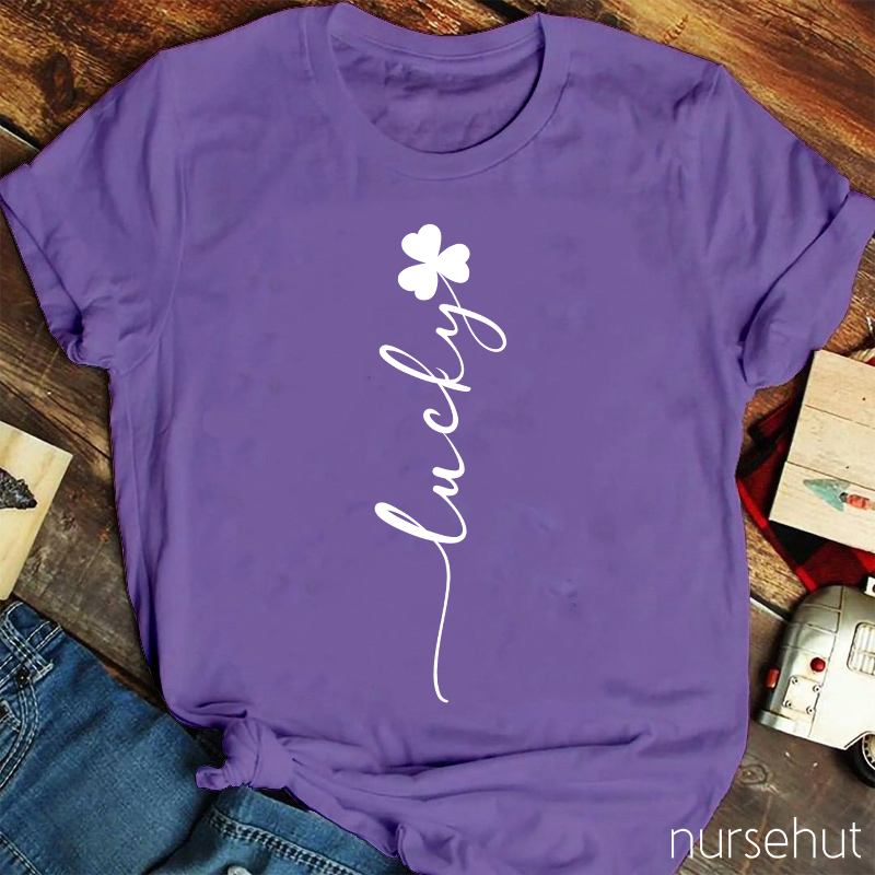 Clover Flower Lucky Stem Nurse T-Shirt