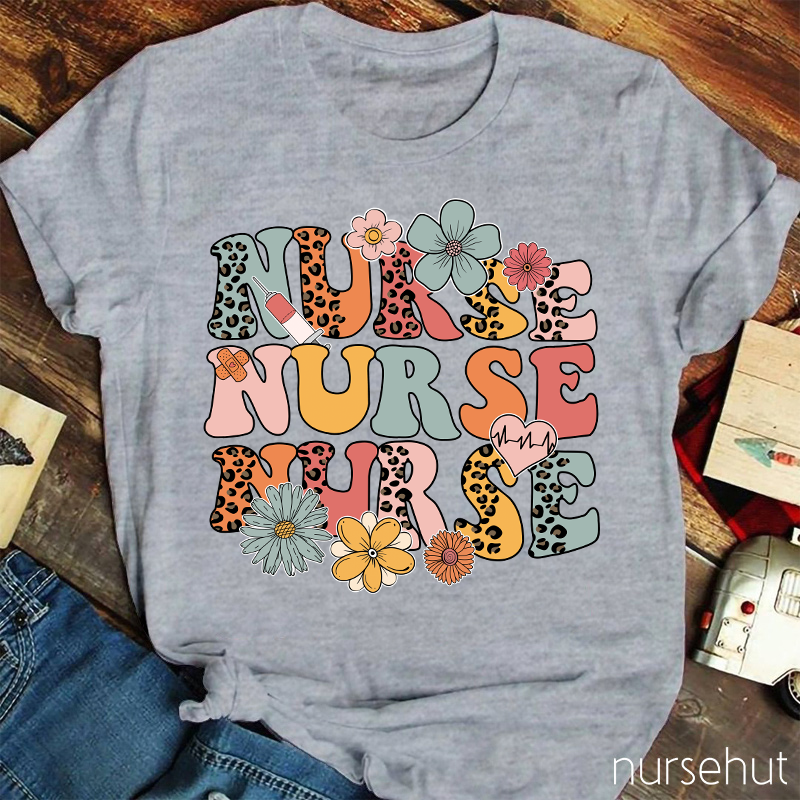 Spring Half-Leopard Nurse T-Shirt