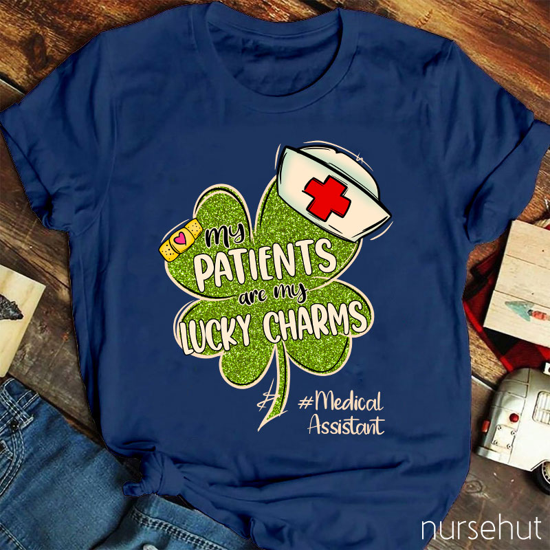 Personalized Title Shamrock My Patients Are My Lucky Charms Nurse T-Shirt