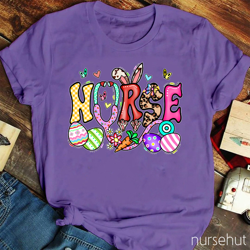 Easter Nurse Bunny Ears Eggs Carrot Nurse T-Shirt