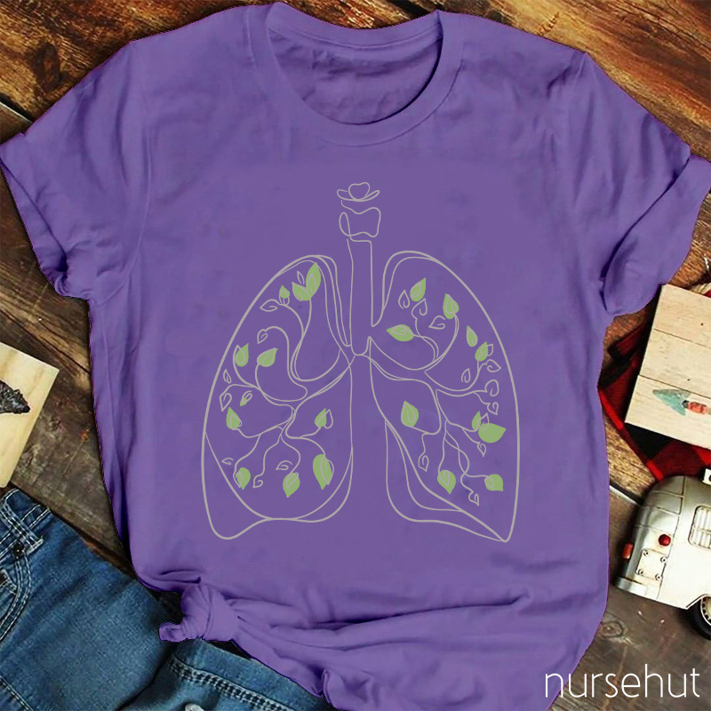 The Lung With Tree Branches Leaves Nurse T-Shirt