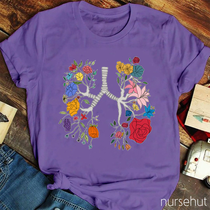 Floral Lungs Nurse T-Shirt