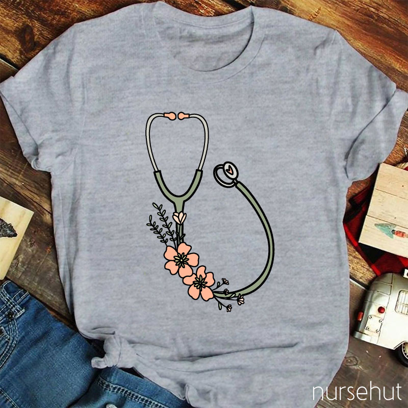 Flower Stethoscope Nurse T-Shirt
