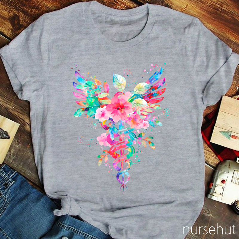 Flower Caduceus Nurse T-Shirt