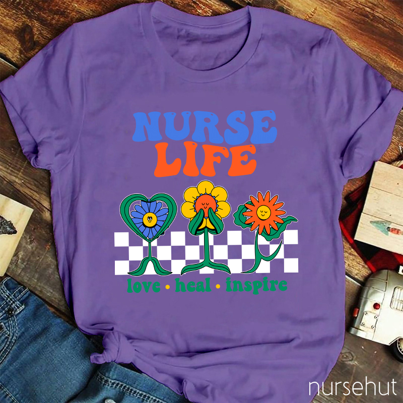 Nurse Life Love Heal Inspire Nurse T-Shirt