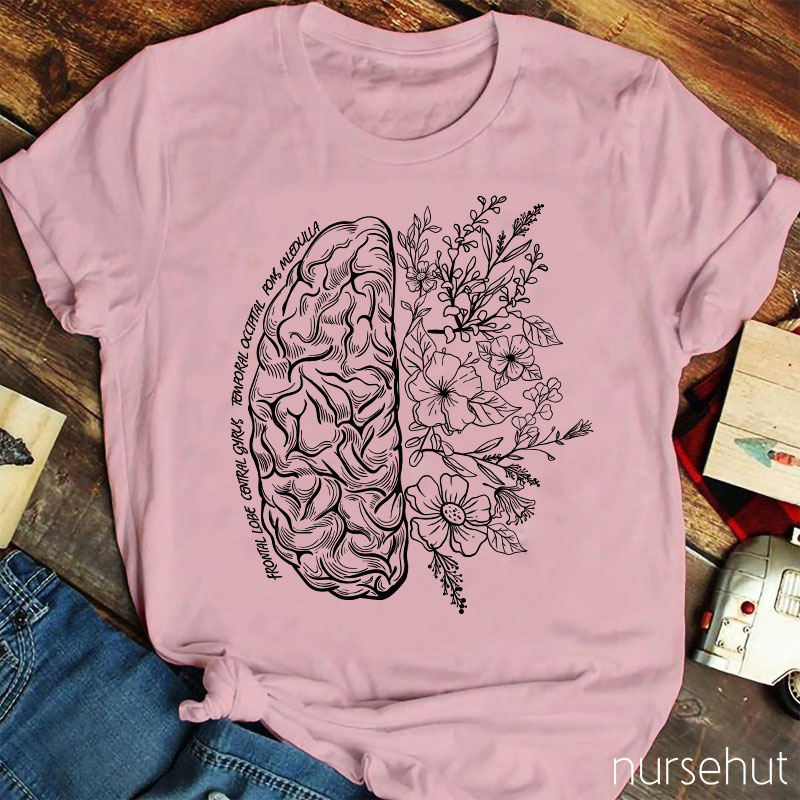 Half Brain And Flower Nurse T-Shirt