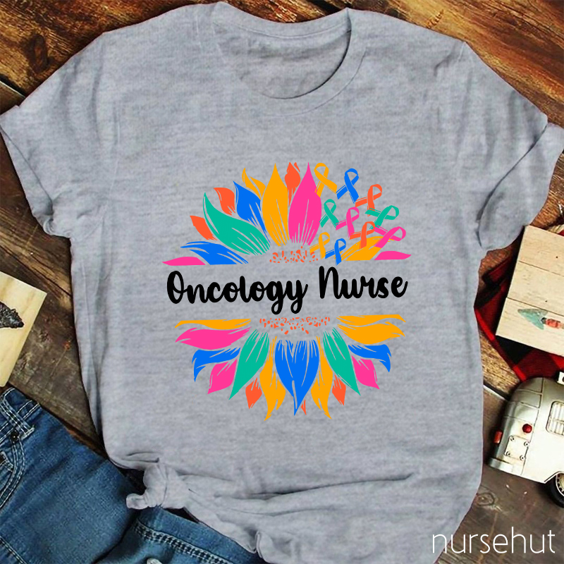Personalized Colored Sunflower Nurse T-Shirt