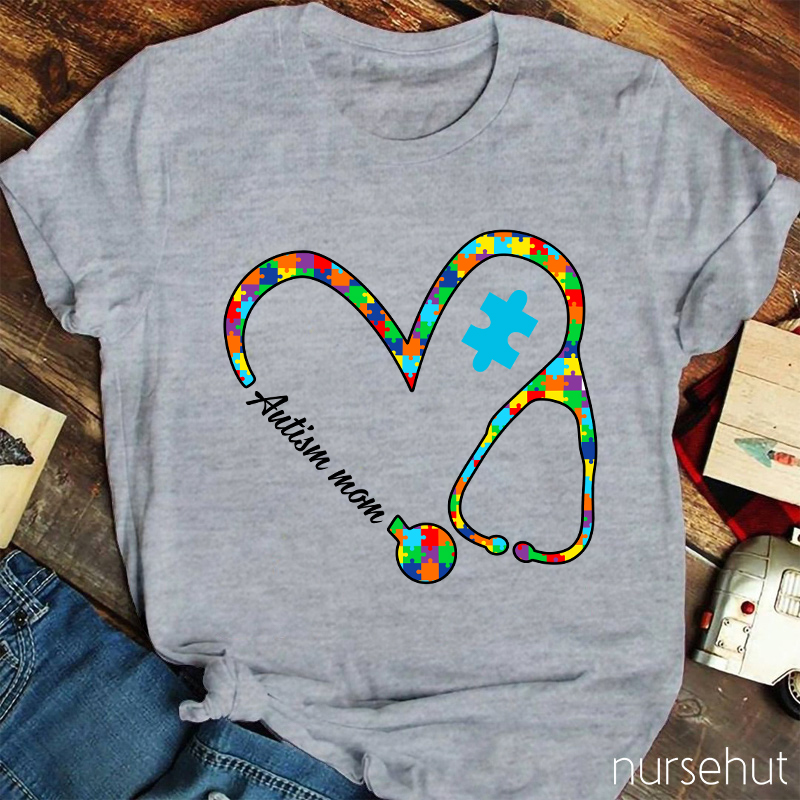 Color Puzzle Stethoscope Nurse T-Shirt