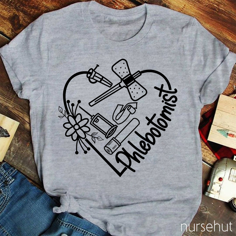 Phlebotomist Flower Nurse T-Shirt
