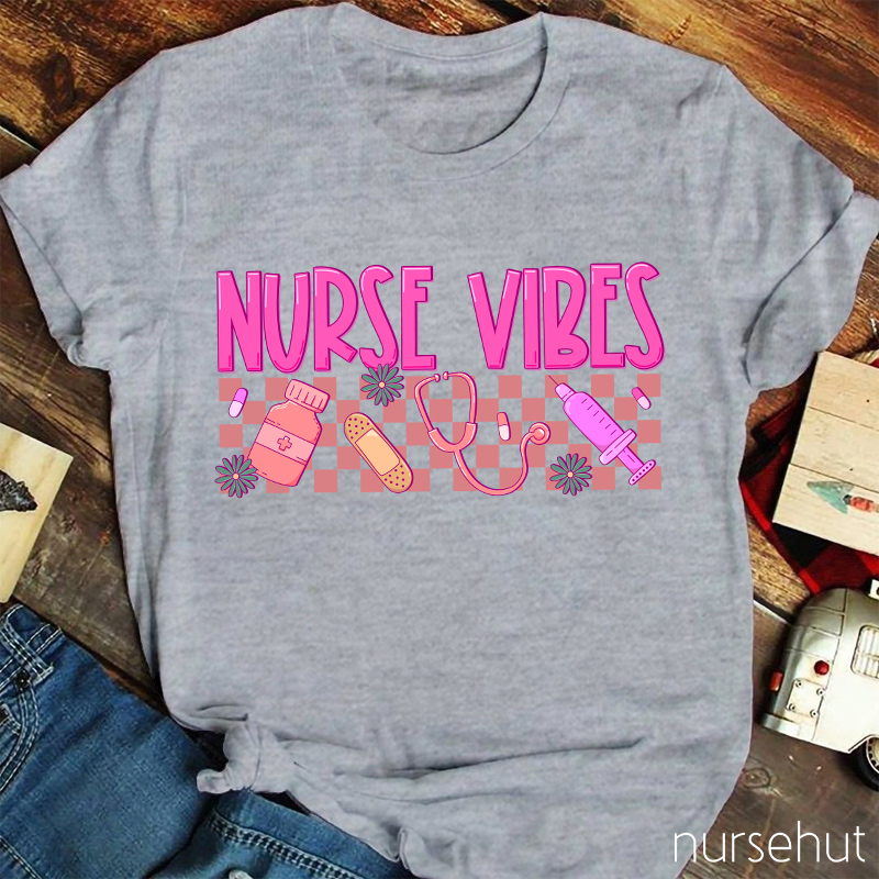 Nurse Life Pink Checkerboard Nurse T-Shirt