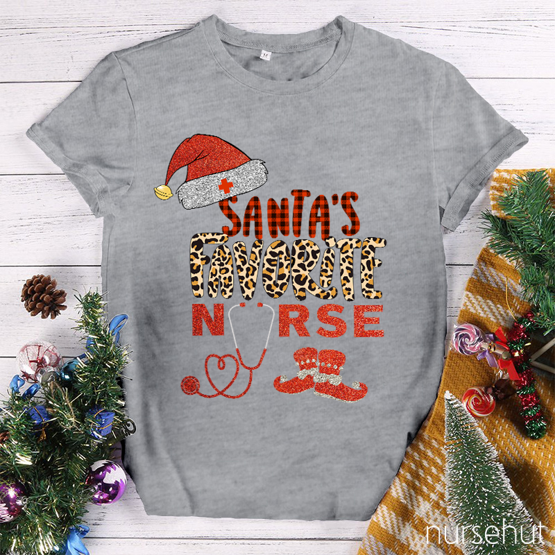 Shining Santa's Favorite Nurse T-shirt