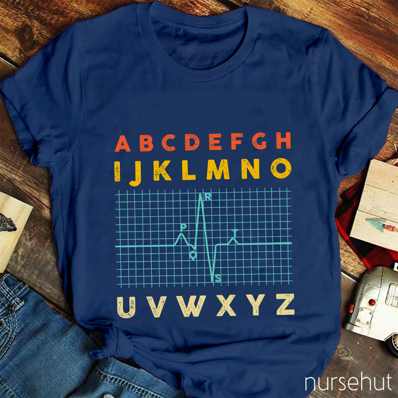 Alphabet With Electrocardiogram Nurse T-Shirt