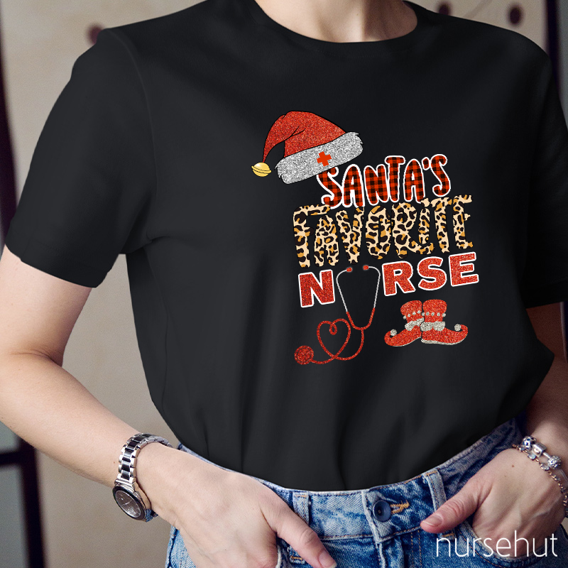 Shining Santa's Favorite Nurse T-shirt