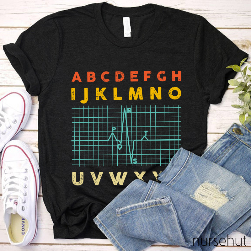 Alphabet With Electrocardiogram Nurse T-Shirt