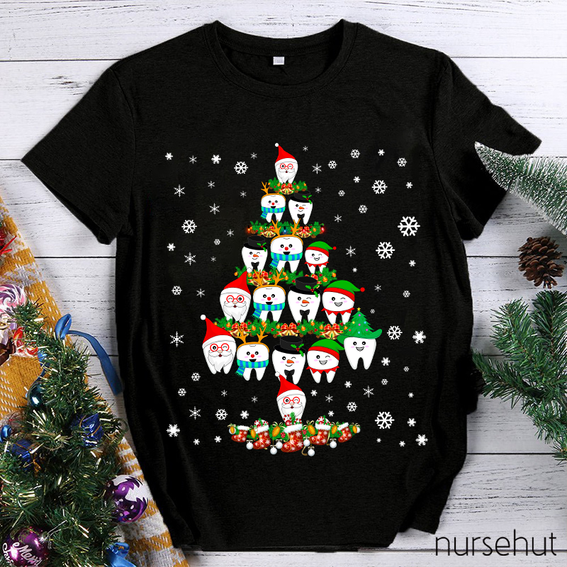 Merry Christmas Teeth Tree Nurse T-Shirt
