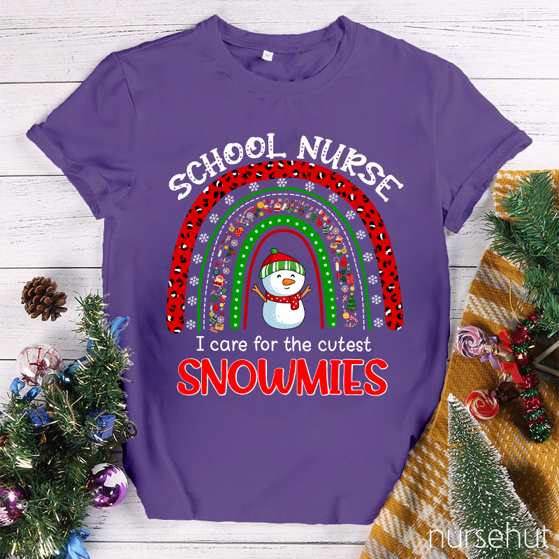 School Nurse I Care For The Cutest Snowmies Nurse T-Shirt